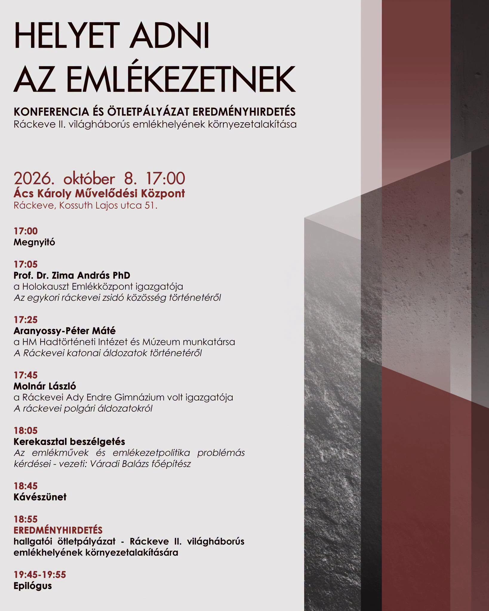 Helyet adni az emlékezetnek plakát